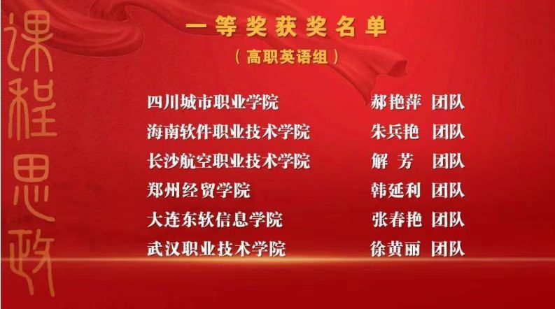 ?我校教師榮獲2022年外語課程思政優秀教學案例全國一等獎！